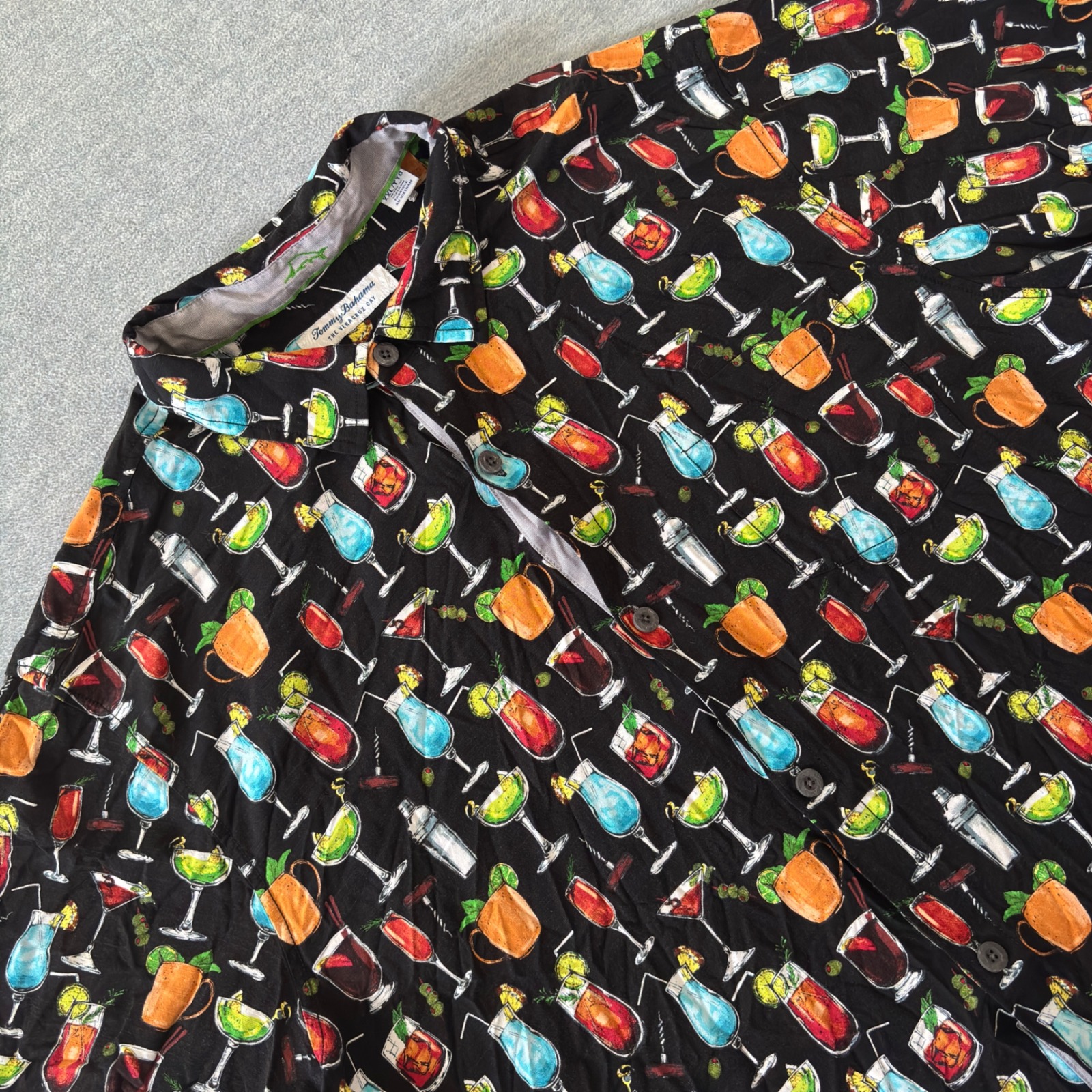Tommy Bahama Veracruz Cay Men Xxl Cocktail Drink Print Viscose Button Down Shirt
